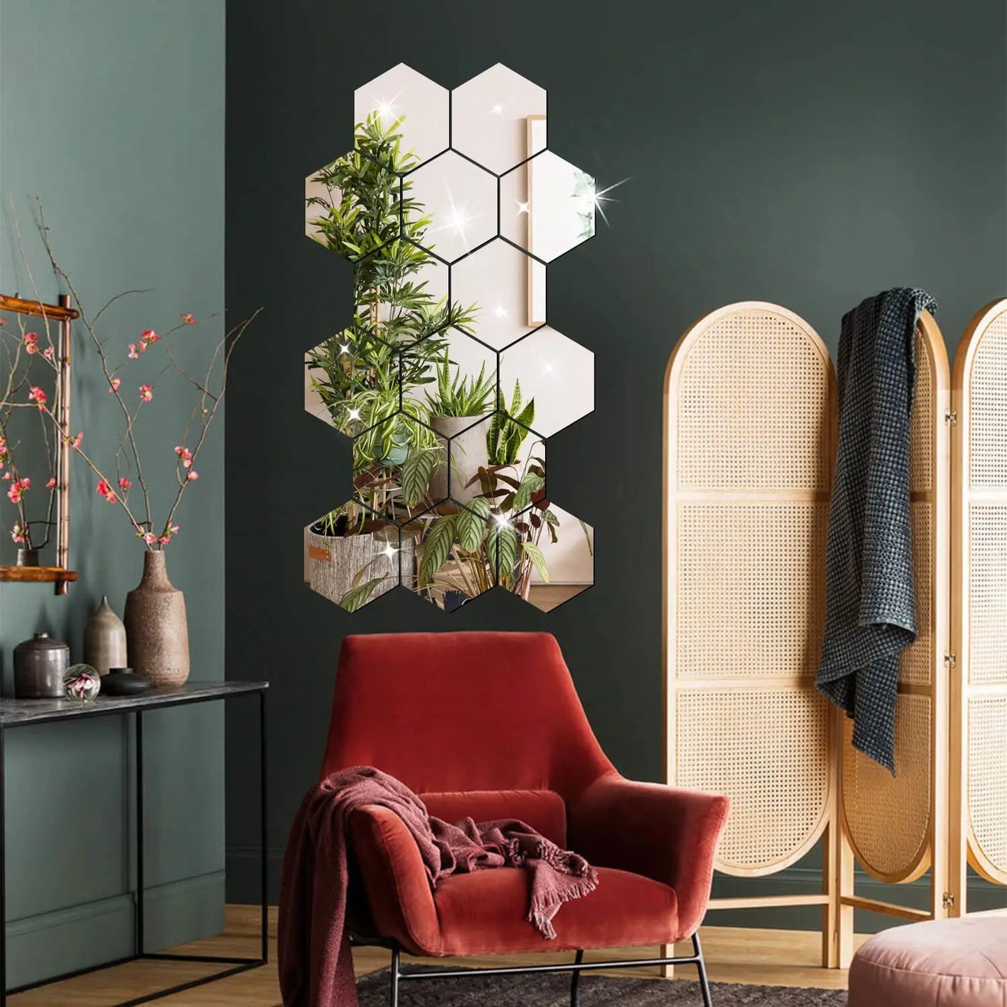 3D Hexagonal Mirror Wall Sticker