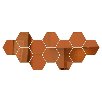 3D Hexagonal Mirror Wall Sticker