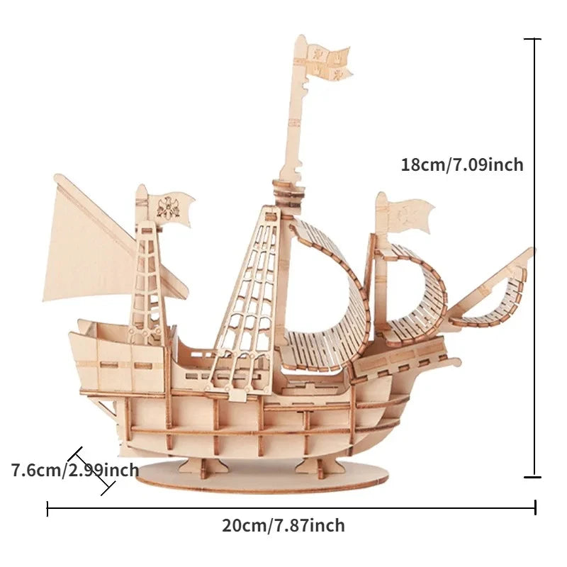 Sailboat Wooden Puzzle Model Kit