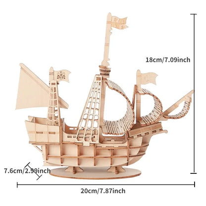 Sailboat Wooden Puzzle Model Kit