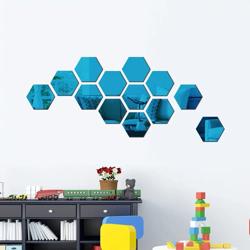 3D Hexagonal Mirror Wall Sticker