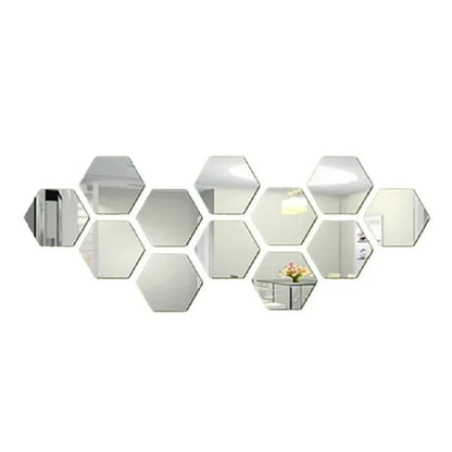 3D Hexagonal Mirror Wall Sticker