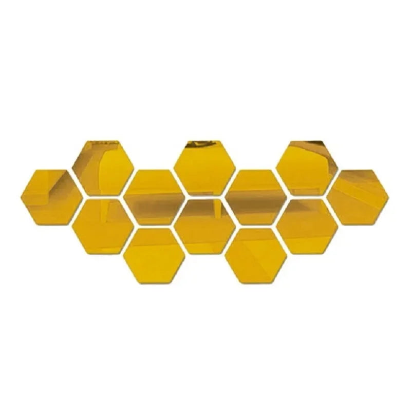 3D Hexagonal Mirror Wall Sticker