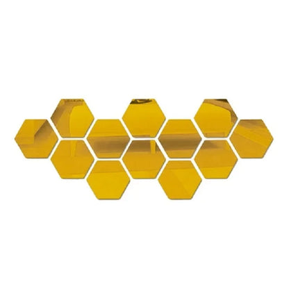 3D Hexagonal Mirror Wall Sticker